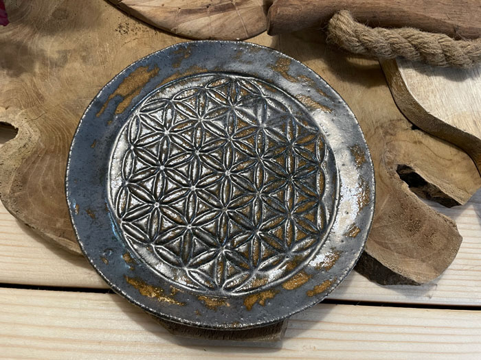 kristallnät keramik handgjord flower of life